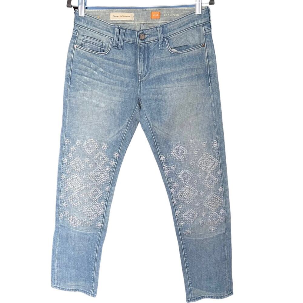 Pilcro and the Letterpress the Hyphen boy fit embroidered jeans size 26 NEW - Picture 1 of 10